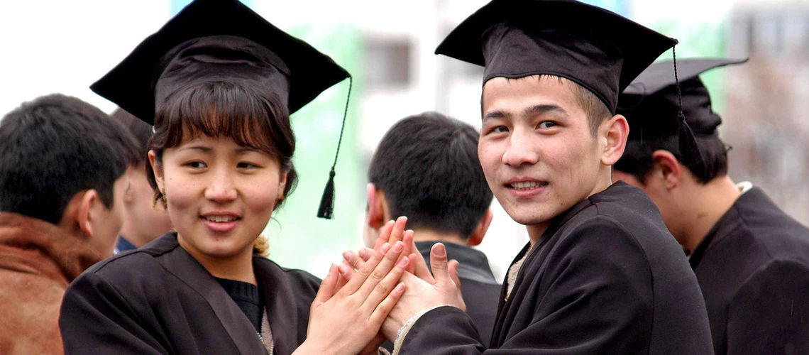 Graduating university students in Kazakhstan